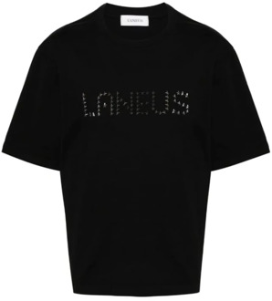 Studded Zwarte Katoenen T-shirt Laneus , Black , Heren - Xl,S