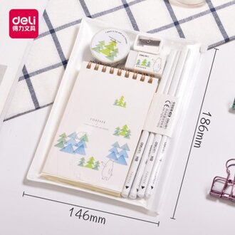 Student Briefpapier Set Primaire Hoge School Leuke Cartoon Kinderen Notebook Pen Tape Gum Puntenslijper 68884B