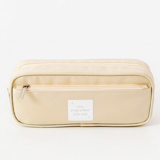 Student Etui Eenvoudige Creatieve Briefpapier Etui Multi Functionele Double Layer Grote Capaciteit Briefpapier Beige