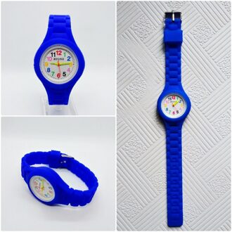 Student Examen Klok Kinderen Horloge Effen Kleur Siliconen Band Eenvoudige Numbers Kids Horloges Voor Meisjes Jongens Vrouwen Quartz Horloge Blauw