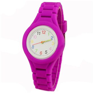 Student Examen Klok Kinderen Horloge Effen Kleur Siliconen Band Eenvoudige Numbers Kids Horloges Voor Meisjes Jongens Vrouwen Quartz Horloge Paars