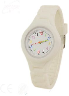 Student Examen Klok Kinderen Horloge Effen Kleur Siliconen Band Eenvoudige Numbers Kids Horloges Voor Meisjes Jongens Vrouwen Quartz Horloge wit