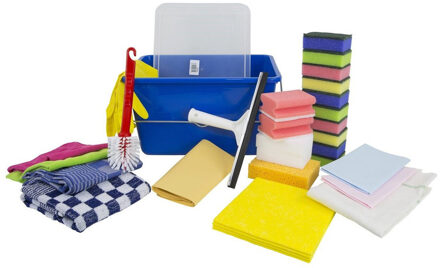 Student schoonmaak startpakket / schoonmaakset  - Handige schoonmaak startset voor een student die op kamers gaat - Cadeaupakket