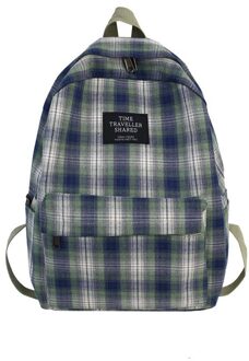 Studenten Rugzak Vrouwen Plaid Patroon Schooltas Canvas Softback Campus Stijl Rugzak Reizen Rugzak Vrouwelijke Rugzakken Dames groen