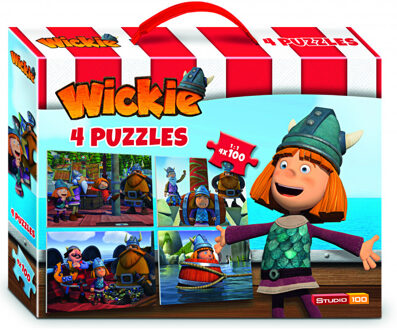 Studio 100 Wickie puzzelkoffer, 4x 100 stukjes