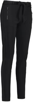 Studio Anneloes Margot mid waist skinny fit pantalon van travelstof met strikceintuur Zwart - L