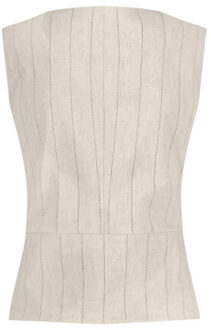 Studio Anneloes Rebekka pinstripe gilet zand dessin Ecru - S