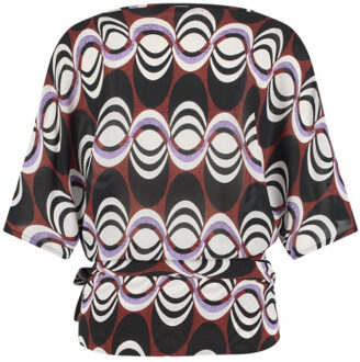 Studio Anneloes Sille retro blouse dessin - maat S Bruin