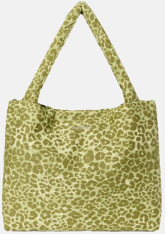 Studio Noos Cotton twill mom bag shopper green leopard Groen - No Size