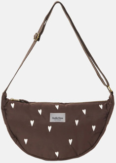 Studio Noos Puffy Adult fannypack crossbody tas brown hearts Bruin - No Size