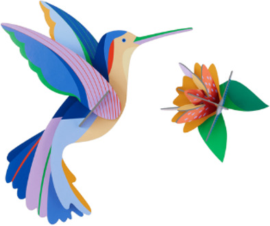 Studio ROOF wanddecoratie vogel Hummingbird Multicolor