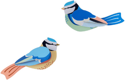 Studio ROOF wanddecoratie vogels Blue Tits Multicolor