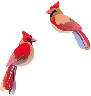 Studio ROOF wanddecoratie vogels Cardinals Multicolor