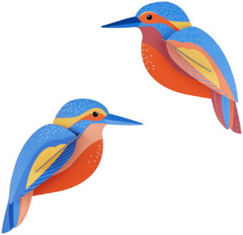 Studio ROOF wanddecoratie vogels Kingfisher Multicolor
