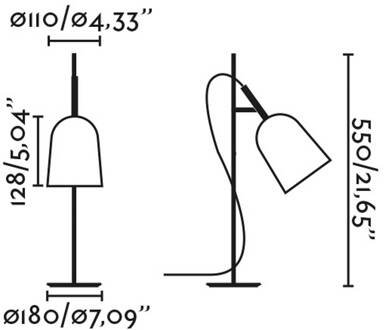 Studio tafellamp, roze/zwart, staal, hoogte 55 cm roze, zwart
