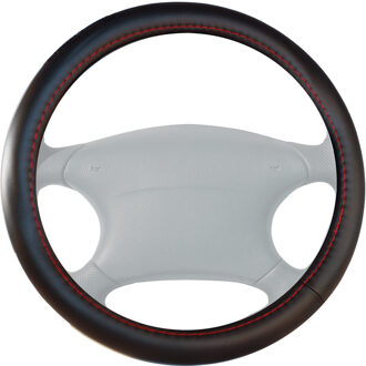 Stuurwielhoes Trophy - 37-39cm - Zwart Leder + Rode stiksels