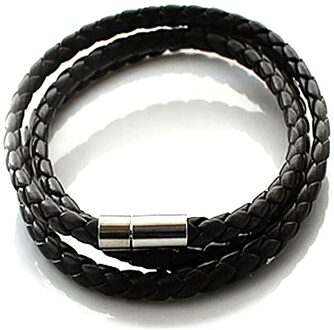 Style Multilayer Geweven Lederen Twist Touw Hand Ketting Vrouwen Mannen Sieraden Accessoires Armbanden En Armbanden Armband Homme zwart