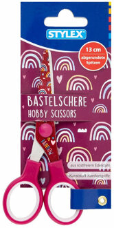 Stylex Hobby/knutsel schaar voor kinderen - kersenrood - 13 cm - papierschaar