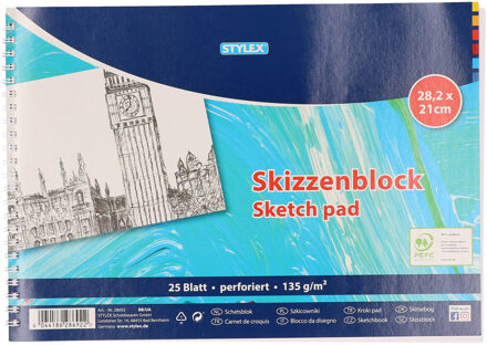 Stylex Schetsboek/tekenboek in A4 formaat - 2x - 25 vellen - tekenen - 135 grams papier