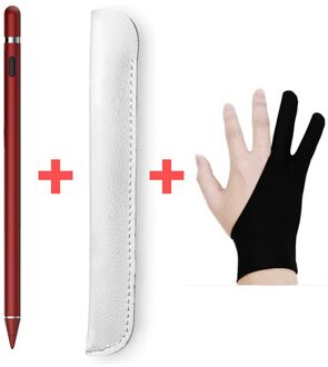 Stylus Capacitieve Pen Pen Case Handschoenen Voor Apple Potlood 2 1 Ipad Slagen Voor Tablet Universele Stylus Touch Pen Rood
