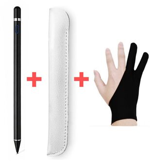 Stylus Capacitieve Pen Pen Case Handschoenen Voor Apple Potlood 2 1 Ipad Slagen Voor Tablet Universele Stylus Touch Pen zwart
