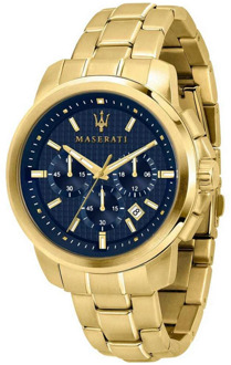Successo Horloge - Maserati heren horloge - Goud - diameter 44 mm - goud gecoat roestvrij staal
