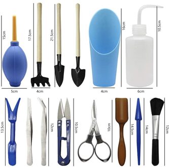 Succulenten Gereedschap Mini Tuin Handgereedschap Set Transplanteren Gereedschap Miniatuur Planten Tuinieren Tool Set Voor Indoor Miniatuur A 14stk blauw