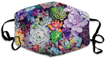 Succulents Print Adult Mask Protective Washable Mouth Mask Cloth Mouth Caps Reusable Face Mask Breathable Mouth Cover masques