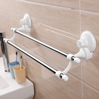 Sucker dubbele handdoekenrek handdoek opknoping staaf rvs badkamer handdoekenrek gratis punch handdoekenrek badkamer LO4237 L61.3cm
