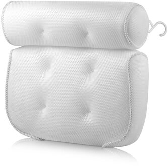 Sucker Kussen Ademend 3D Mesh Spa Bad Kussen Met Zuignappen Nek En Rug Ondersteuning Spa Kussen Voor Thuis bad Badkamer