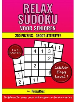 Sudoku Relax Voor Senioren 4x4 Raster - 200 Puzzels Groot Lettertype - Lekker Easy Level! - Puzzle Care