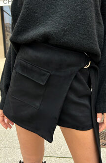 Suede Belt Skort Black Zwart
