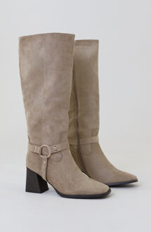 Suede Boots Met Blokhak Beige