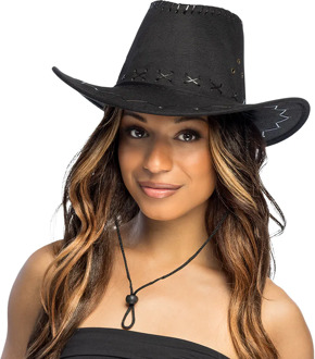 Suede cowboyhoed zwart