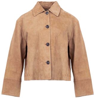 Suède cropped jas Elaine  camel - 36,38,40,