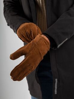 Suede Handschoen Cognac - L,M,XL