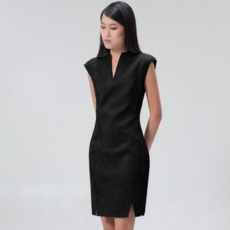 Suede kleermakersjurk Zwart