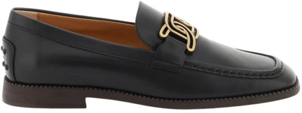 Suède Loafers met Gouden Ketting Detail Tod's , Black , Dames - 39 Eu,40 EU