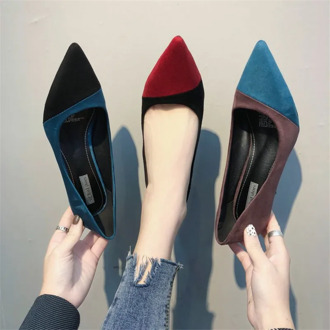 Suede Mixed Colors Office High heels pumps women shoes 2019 Spring Autumn shoes Fashion Pointed Shallow Casual ladies shoes