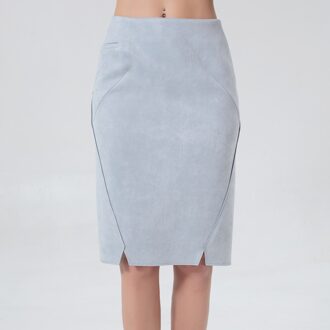 Suede rechte rok Hemelsblauw - S