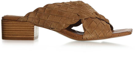 Suède sandalen met hak Coco  beige - 37,38,39,