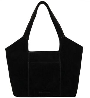 Suede Shoulderbag black schoudertas dames Zwart - H 27 x B 47 x D 15 cm