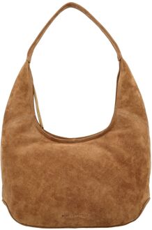 Suede Shoulderbag camel schoudertas dames Zand - H 40 x B 42 x D 10 cm