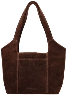 Suede Shoulderbag dark brown schoudertas dames Bruin