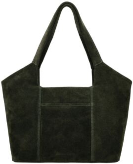 Suede Shoulderbag olive green schoudertas dames Groen - H 27 x B 47 x D 15 cm