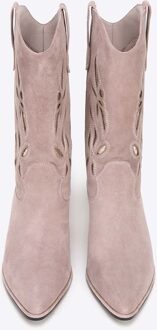 Suède Slip-On Cowboylaarzen voor Dames Beige Suède Leer - EU 39