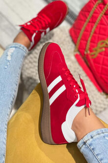 Suède Sneakers Casual Stijl Rood