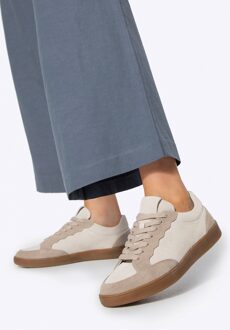 Suède Sneakers voor Dames met Contrasterende Beige Elementen - maat