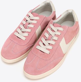 Suède Sneakers voor Dames met Contrasterende Roze en Witte Eco-Lederen