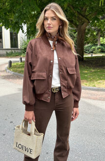 Suede Soft Bomber Jacket Choco Bruin